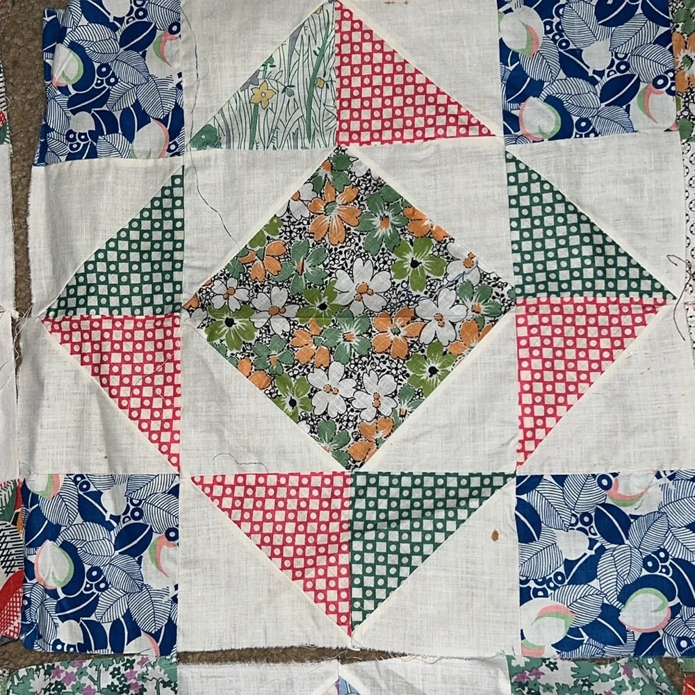 Lot 9 Antique handmade quilt blocks squares 15”